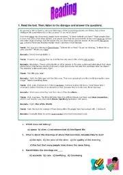 English worksheet: reading