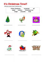 English worksheet: Writing Christmas Items