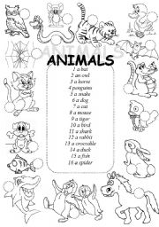 English Worksheet: Animals - matching