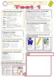 English Worksheet: beginner test