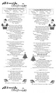 English Worksheet: All I want for christmas is you