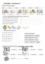 English Worksheet: worksheet for 5th grades