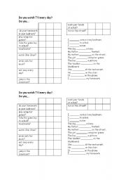 English worksheet: do you watch TV every day?