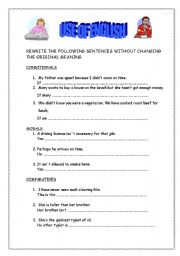 English worksheet: use of english