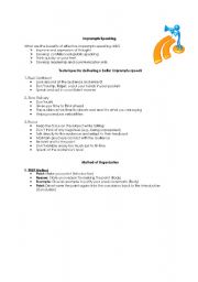 Conversation and Impromptu Speaking Guide and Activity