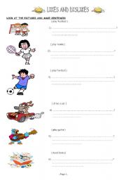 English Worksheet: Likes and Dislikes