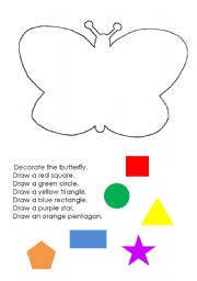 English Worksheet: decorating the butterfly