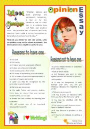 English Worksheet: Opinion Essay  -  Fashion and Trends: Tattoos and Piercings
