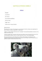 English Worksheet: AUSTRALIA STRANGE ANIMALS