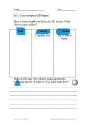 English worksheet: Finding 3d shapes