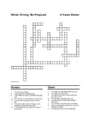 English Worksheet: Winter Driving Crossword