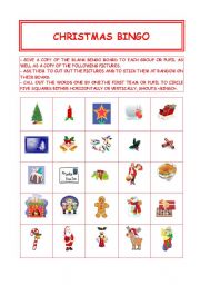 English Worksheet: CHRISTMAS BINGO