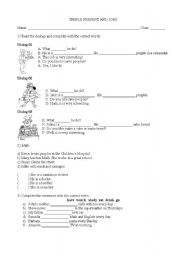 English Worksheet: JOBS AND SIMPLE PRESENT