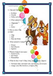 English Worksheet: Chip and Dale cartoon (space)