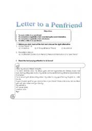 English Worksheet: letter to a penfriend