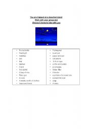 English worksheet: Deserted Island