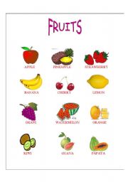 English Worksheet: FRUITS