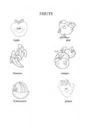 English Worksheet: fruits