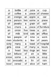 count/noncount nouns, articles and quantifiers