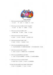 English Worksheet: Family Quiz