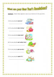 English Worksheet: New Year Resolutions