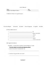 English Worksheet: animals now and in the past