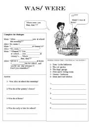 English Worksheet: was/ were