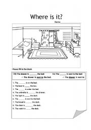 English Worksheet: preposition of place