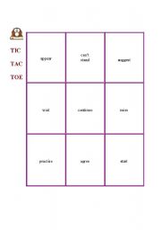 English Worksheet: Tic-Tac-Toe for Gerund and Infinitive practice