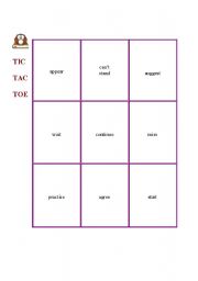 English worksheet: Tic-Tac-Toe for Gerund and Infinitive practice