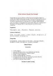 English worksheet: Which School should we choose