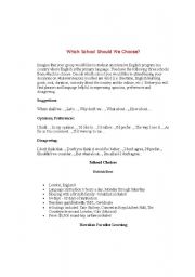 English Worksheet: Which School should we choose