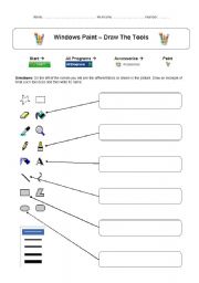 English Worksheet: Windows Paint - Draw The Tools