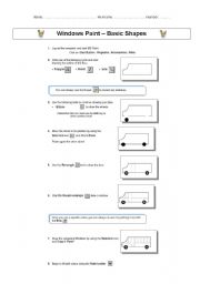 English worksheet: Windows Paint - Drawing With Basic Shapes