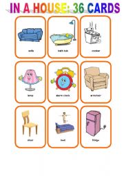 English Worksheet: in a house cards