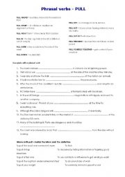 English worksheet: PULL  phrasal verbs