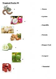English worksheet: Tropical Fruits #2