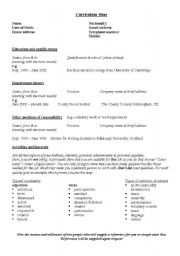 English Worksheet: CV layout