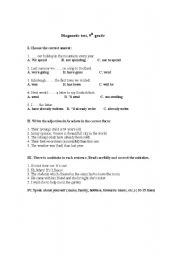 English Worksheet: diagnostic test, 9th grade