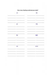 English Worksheet: Rhyming words