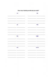 English worksheet: Rhyming words