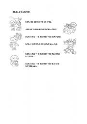English worksheet: What is Dora the Explorer doing?