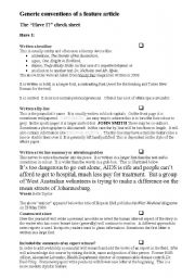 English Worksheet: Feature Article Checklist