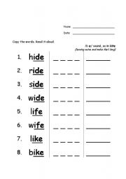 English Worksheet: /i-e/ sound