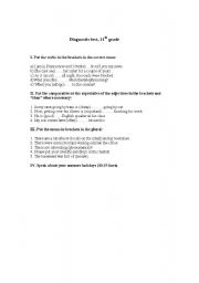 English Worksheet: diagnostic test, 11th grade