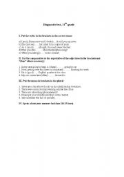 English worksheet: diagnostic test, 11th grade