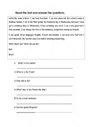 English worksheet: Reading a letter