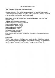 English worksheet: Writing an information report