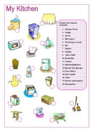 English Worksheet: Kitchen Matching (Part A)