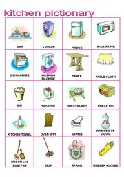 English Worksheet: Kitchen Furniture Pictionary (Part C)